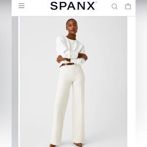 Spanx front seamed wide leg white pants in 1x - BRAND NEW WITH TAG.